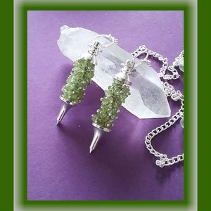 PERIDOT Dowsing Pendulum, Peridot CRYSTAL Dowsing Pendulum With Stainless Rod and Sterling Silver Wire, Green Peridot Pendulum