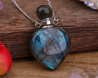 Labradorite Urn Necklace: Crystal Ashes Keepsake, Gemstone Memorial