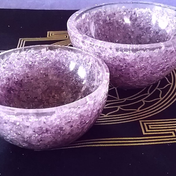 ORGONE AMETHYST BOWL, 3.5" Or 4.2" Amethyst Crystal Bowl with Copper and Silver,Huge Orgone Bowl, Altar Bowl, Energy Balance, Crown Chakra