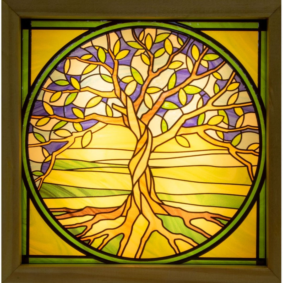 TREE of LIFE Light Box Stained Glass Look Mandala Light, Sacred Tree