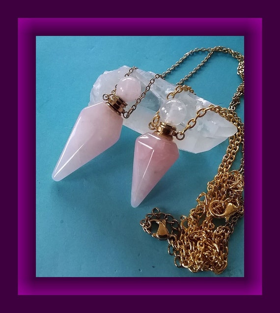 ROSE QUARTZ Urn Necklace Cremation Jewelry Rose Quartz Crystal