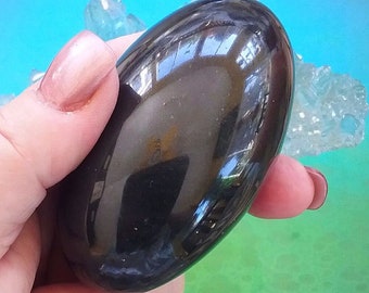 NARMADA River SHIVA LINGAM, Rare Stunning Polished Black Narmada River Shiva Lingam Energy Healing Stone