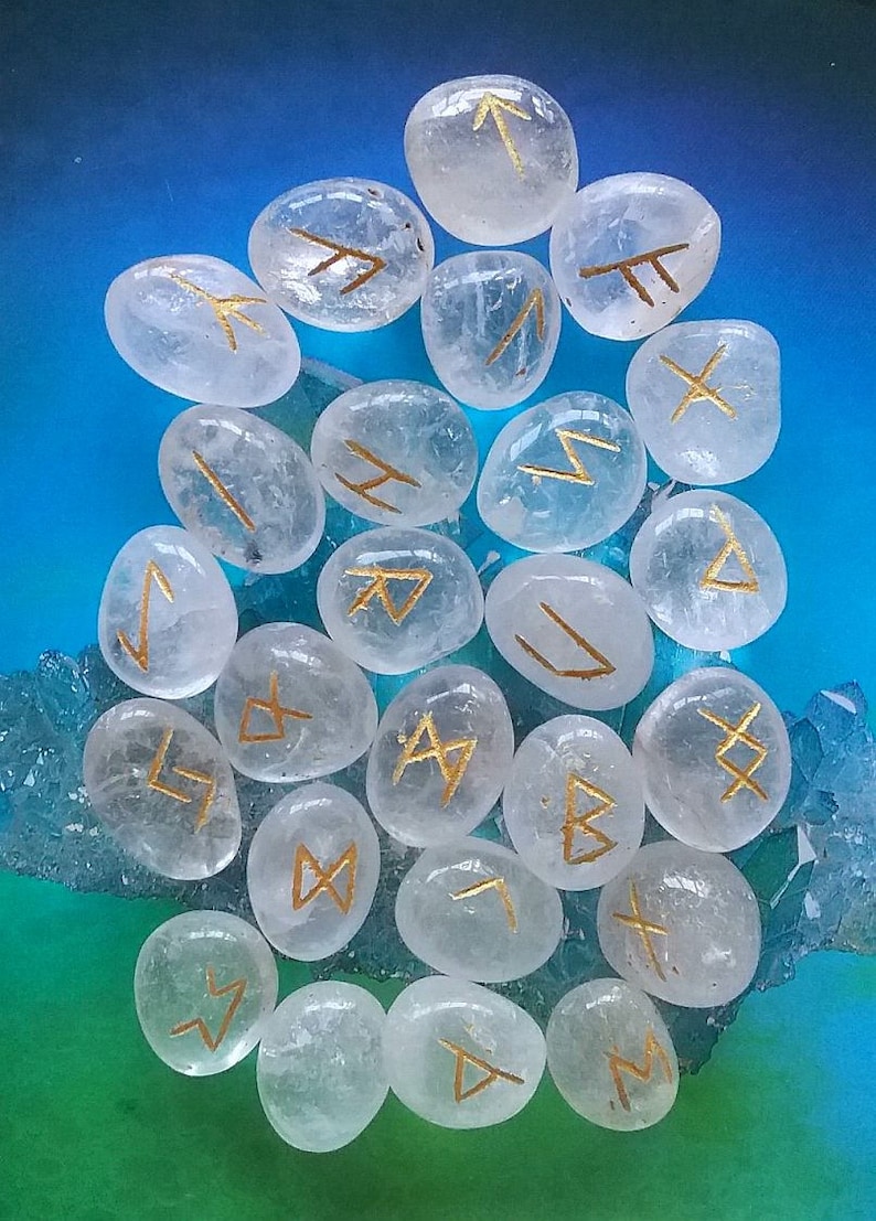 QUARTZ Crystal RUNES HUGE Elder Futhark Crystal Quartz Rune - Etsy