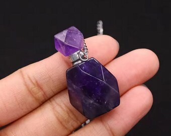 Amethyst Teardrop Urn Necklace: Purple Crystal Cremation Keepsake