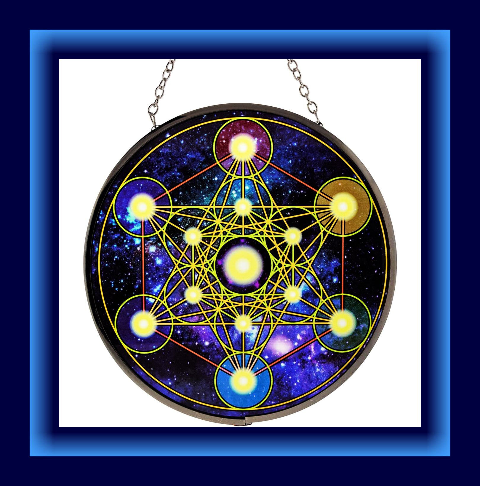 Metatron's Cube Suncatcher: Sacred Geometry Stained Glass Art, 12 Inch ...