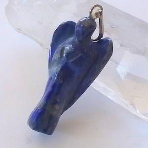 Lapislazuli Engel Anhänger Halskette: Handgeschnitzter solider blauer Lapis Kristall Bild 1