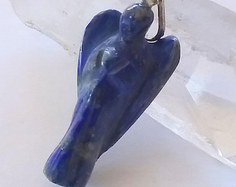 Lapis lazuli-ketting engelhanger: handgesneden massief blauw lapiskristal