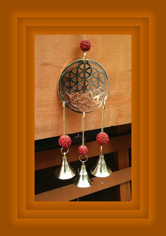 Flower of Life Metal Wall Hanging w/ Bells Flower of Life Metal Wall Hanging w/ Bells