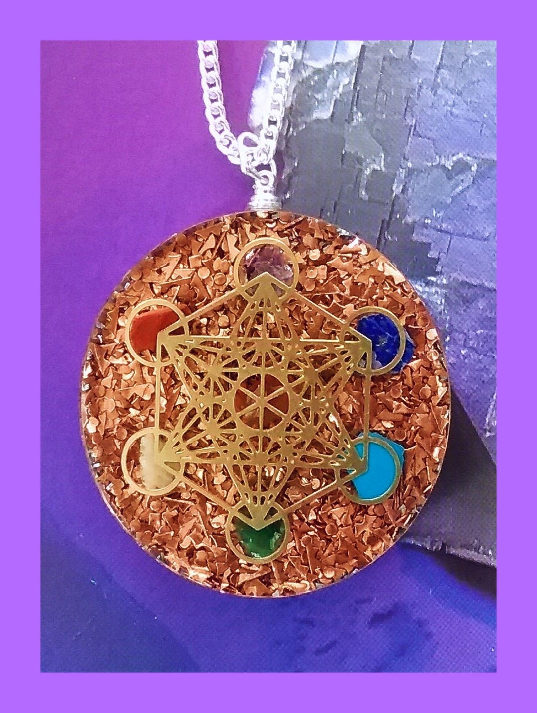 METATRON PENDANT, METATRON'S Cube Pendant, Orgone Pendant With Copper