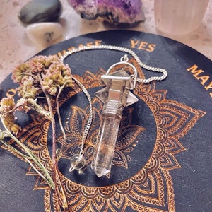 Herkimer Diamond Silver Necklace: Crystal Quartz Pyramid Pendant