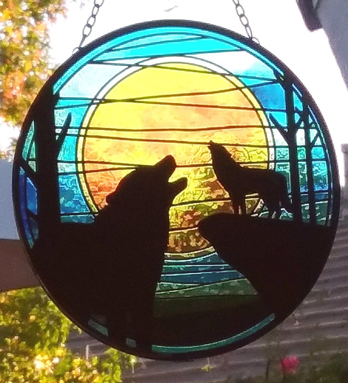 WOLF SUNCATCHER Stained Glass Look WOLF Suncatcher Spirit Etsy