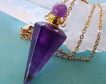 Amethyst Teardrop Urn Necklace: Gemstone Cremation Jewelry