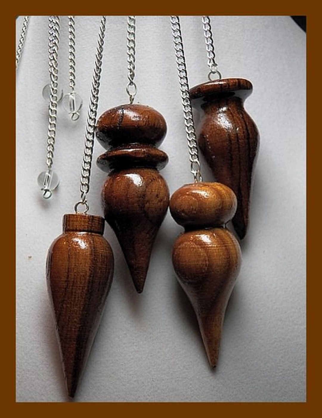 2 Rare MANGO WOOD PENDULUMS, Carved Lathed Mango Wood Dowsing Pendulum