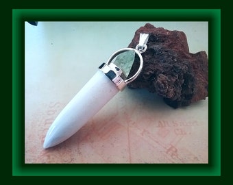 Scolecite Pendant: Raw Green APOPHYLLITE, Sterling Silver Necklace