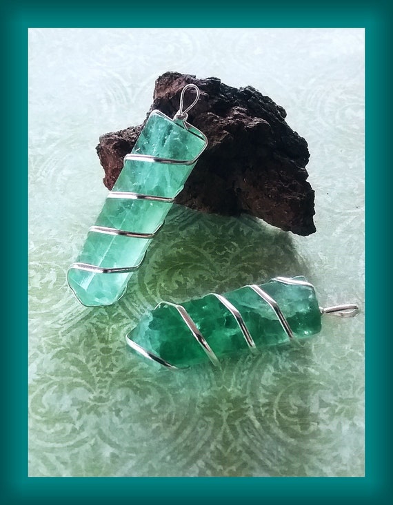 Sterling Silver Green Fluorite Pendant: Natural Crystal Necklace