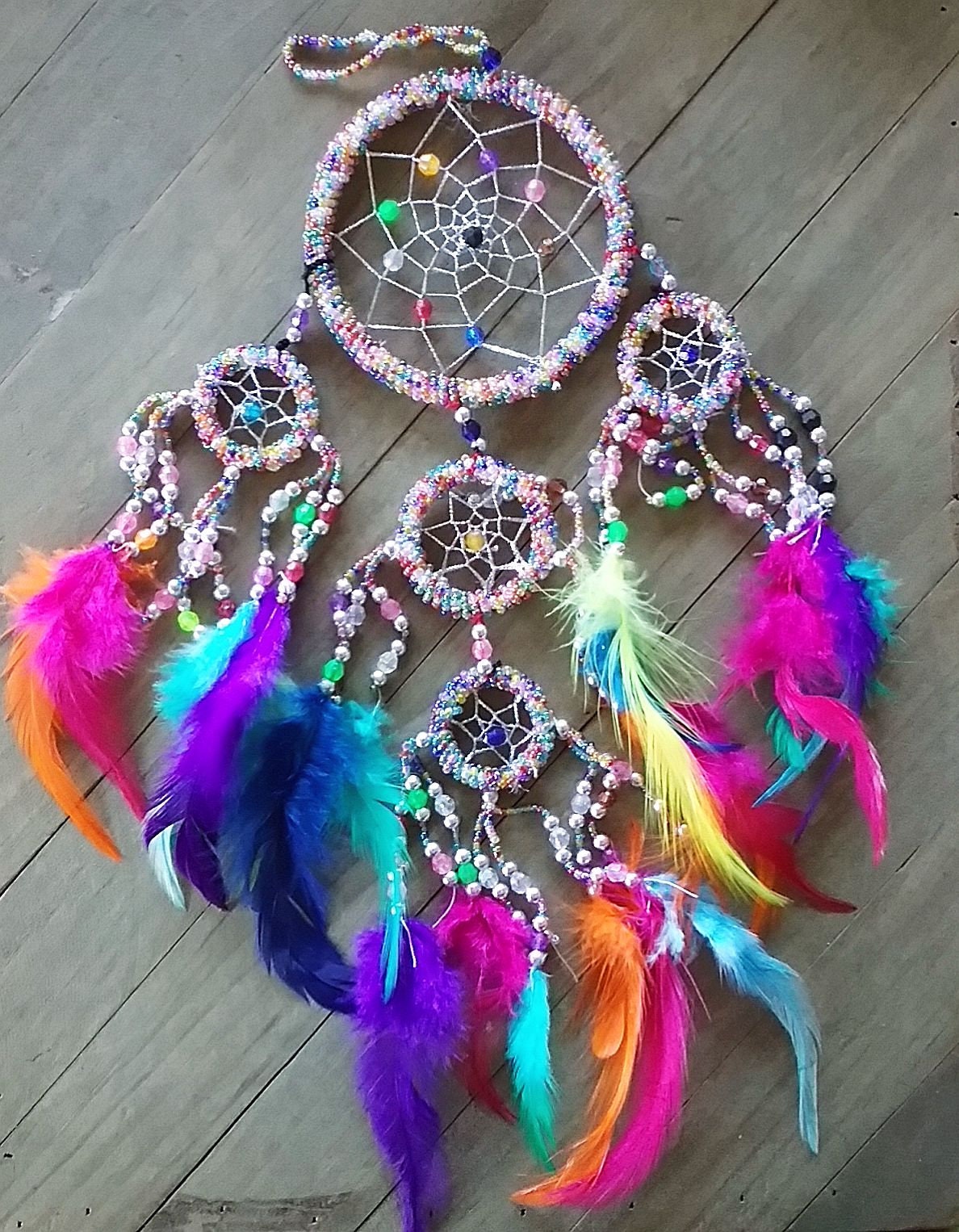 Large Rainbow Colorful Native American DreamCatcher - Hippie Dreamcatcher –  Pure Chakra