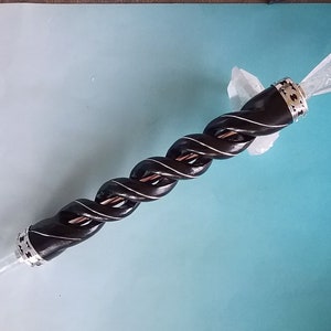 Rosenholz Kristall: Gedrehter 25cm Engelsquarz, Kupferstab