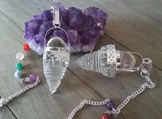 クリスタルクォーツ シュリヤントラ ペンデュラム：シルバーチャクラ