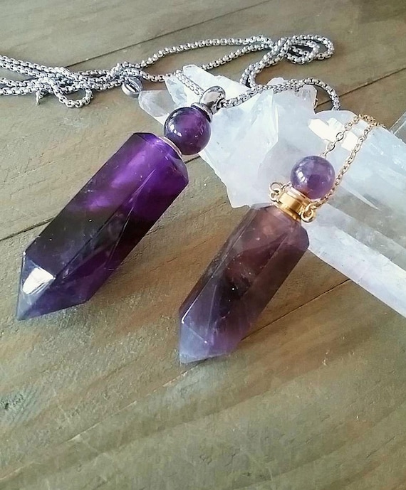 Amethyst Urn Necklace: Crystal Ashes Keepsake - Gold or Silver
