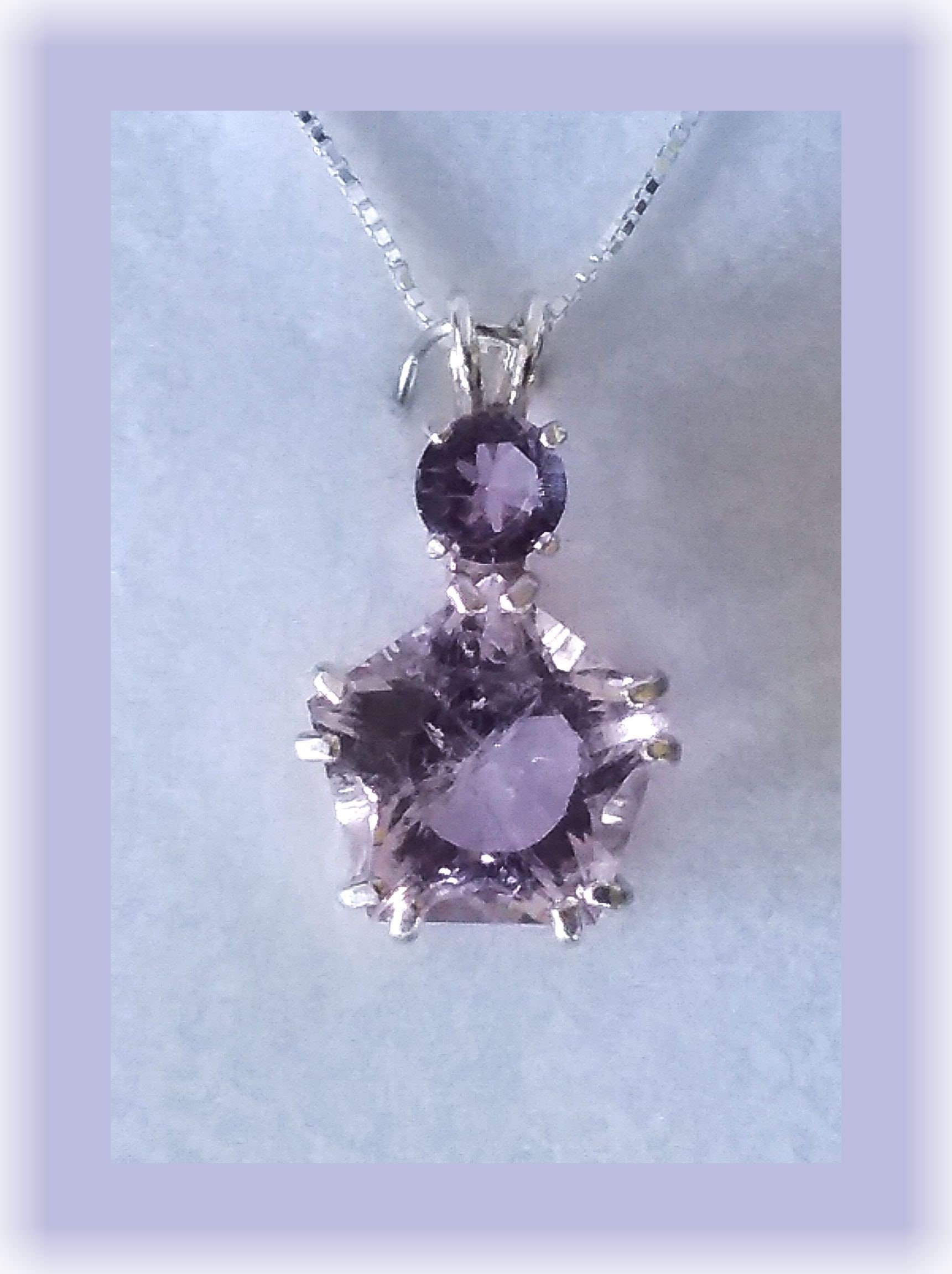 AMETHYST Pendant, Amethyst Star of Venus, Sterling SILVER Pendant With Round Cut Amethyst, Amethyst Crystal Silver Star Pendant