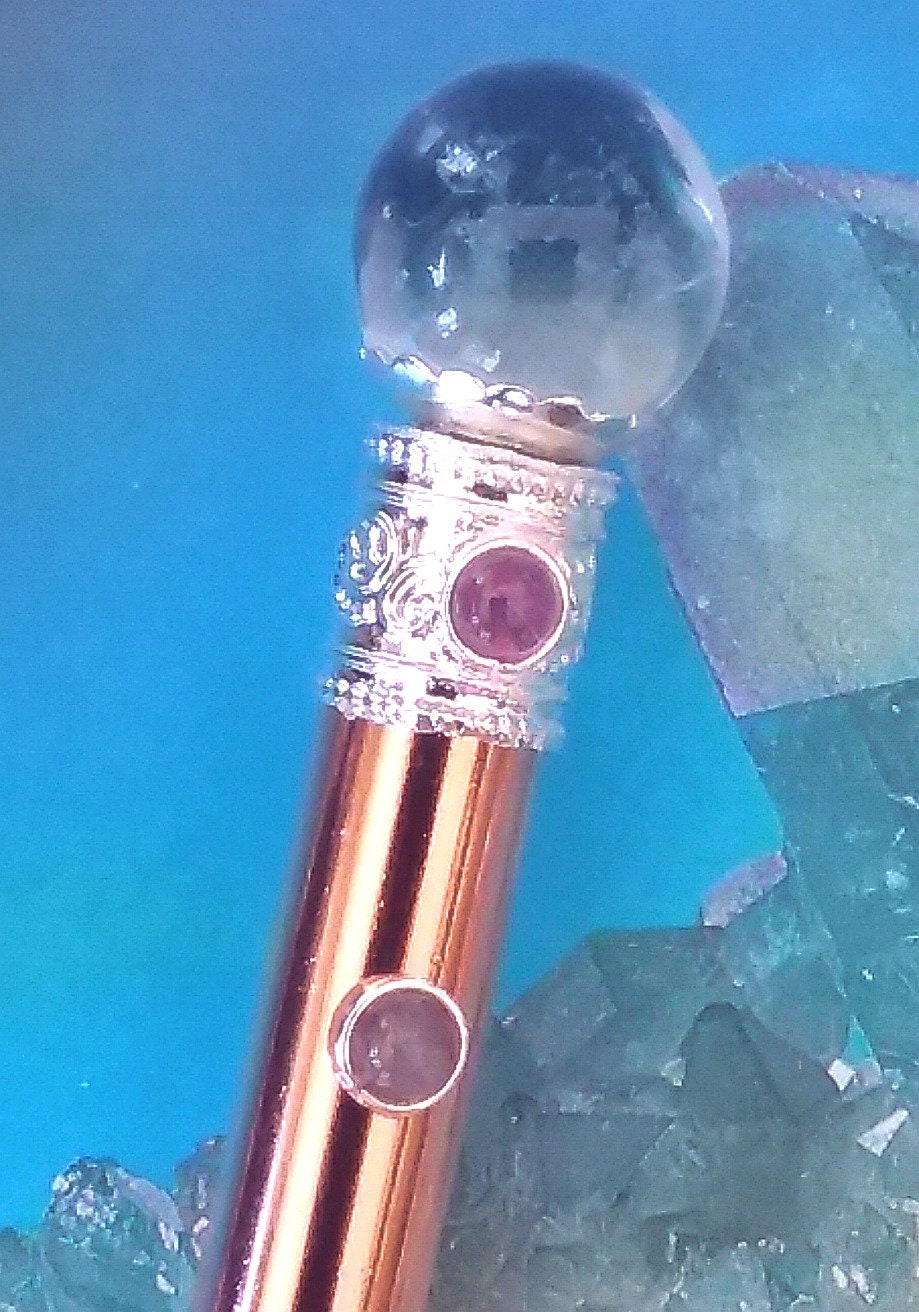 COPPER WAND Large Copper WAND With Silver Chakra Crystals Etsy UK