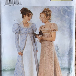 Butterick 6630   Misses&#39;|Misses&#39; Petite Regency era dresses and coat pattern - raised waist, floor length  UNCUT FF (2001)  K2148