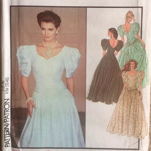 Evening dresses pattern - with fitted bodice, full skirt & full elbow length sleeves in Misses&#39; sizes Style 2004 UNCUT FF (1991) K5547