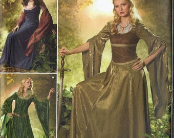 Renaissance gowns pattern with bell sleeves in Misses&#39; sizes by Andrea Schewe for Simplicity 4940|0501 UNCUT FF (2004)  K1292