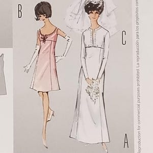 May include: A Burda Style sewing pattern for wedding dresses. The package features illustrations of various bridal gown designs, including a long white gown and a short pink dress. Sizes range from US 8 to 18.