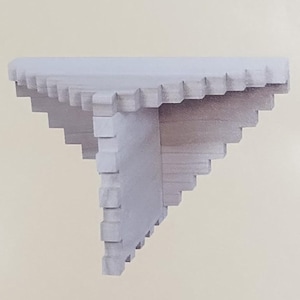 May include: A pattern for a Southwest corner shelf, with dimensions of 7 1/2 x 12 3/4 x 6 3/4 inches, is featured on a product advertisement. The advertisement includes the text "SCROLL SAW", "SIMPLE & EASY", and "Do-It Yourself PATTERNS".