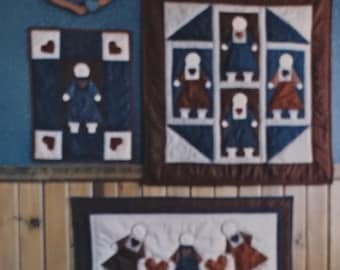 Foik Heart Friends pattern for quilts, mat, pillow & folk doll with clothing from Country Threads #113 (1986)  K6478
