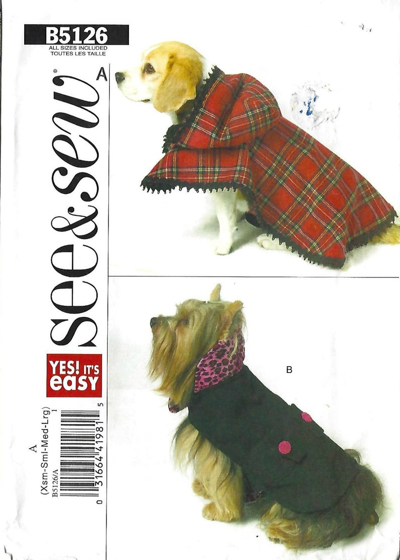 Dog Coats Pattern in 2 Styles in Sizes Xsmall Large Etsy
