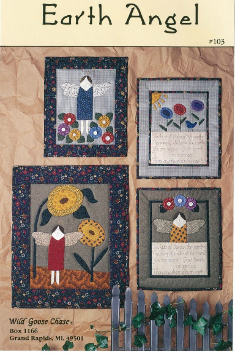 Earth Angel Pattern for 4 Floral Wall Hanging Quilts From Wild Etsy