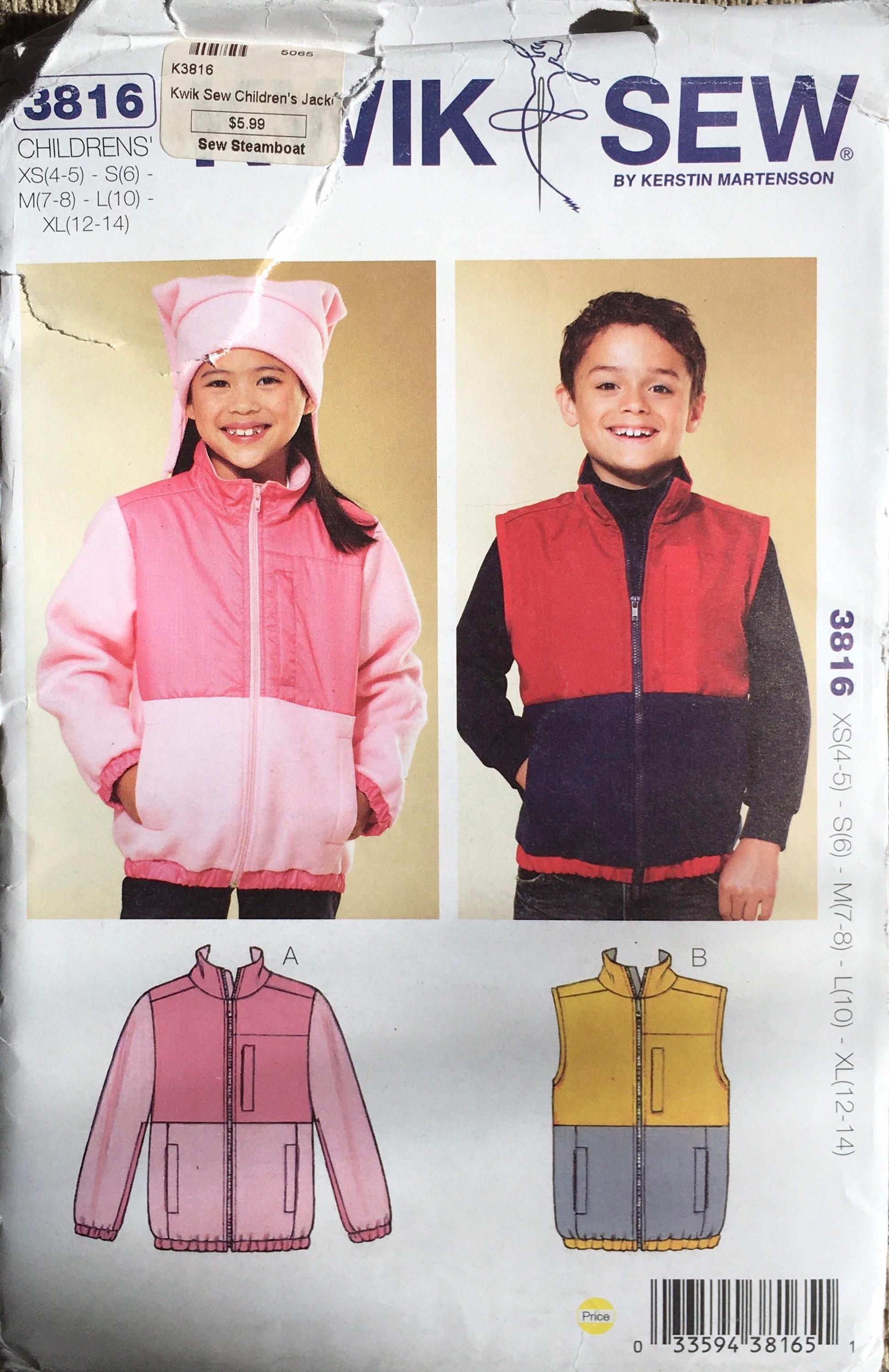 Fleece Vest and Jacket Pattern With Front Zipper and Multiple