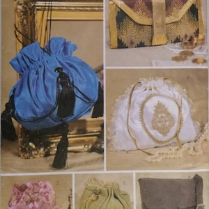 Patrón de bolsos históricos en 6 estilos Making History Butterick 3485/B3485/P163 UNCUT FF (2002) K5209