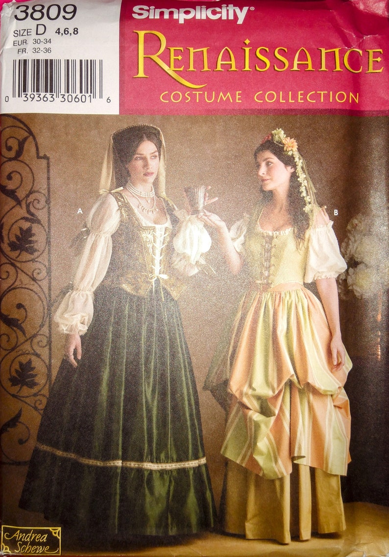 Simplicity 3809 Misses' Renaissance Costumes Sewing Pattern UNCUT FF ...