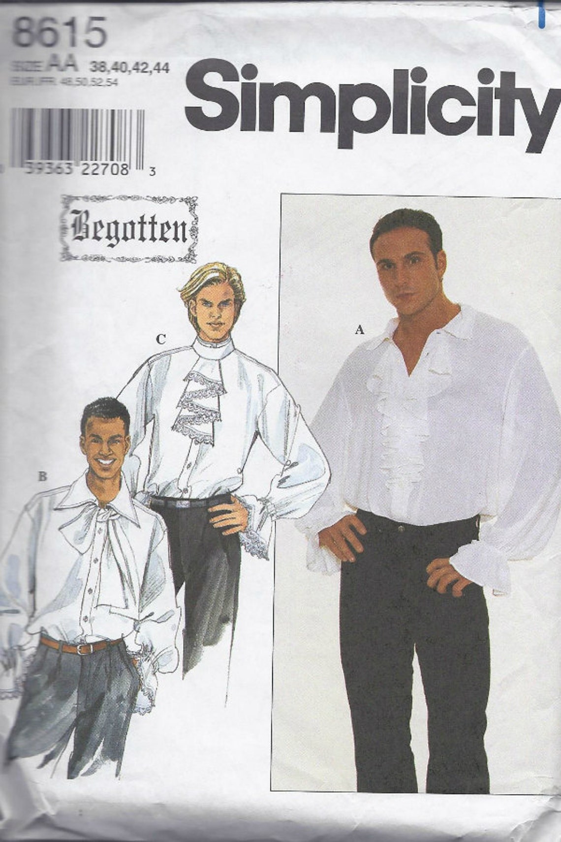 Poet shirt pattern with collar variations ruffled sleeves in Etsy