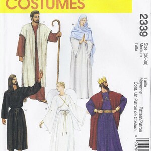 May include: McCall's Costumes pattern featuring illustrations of various religious-themed outfits. The costumes include a robe, a tunic, a cloak, and a crown. The pattern size is medium (36-38).