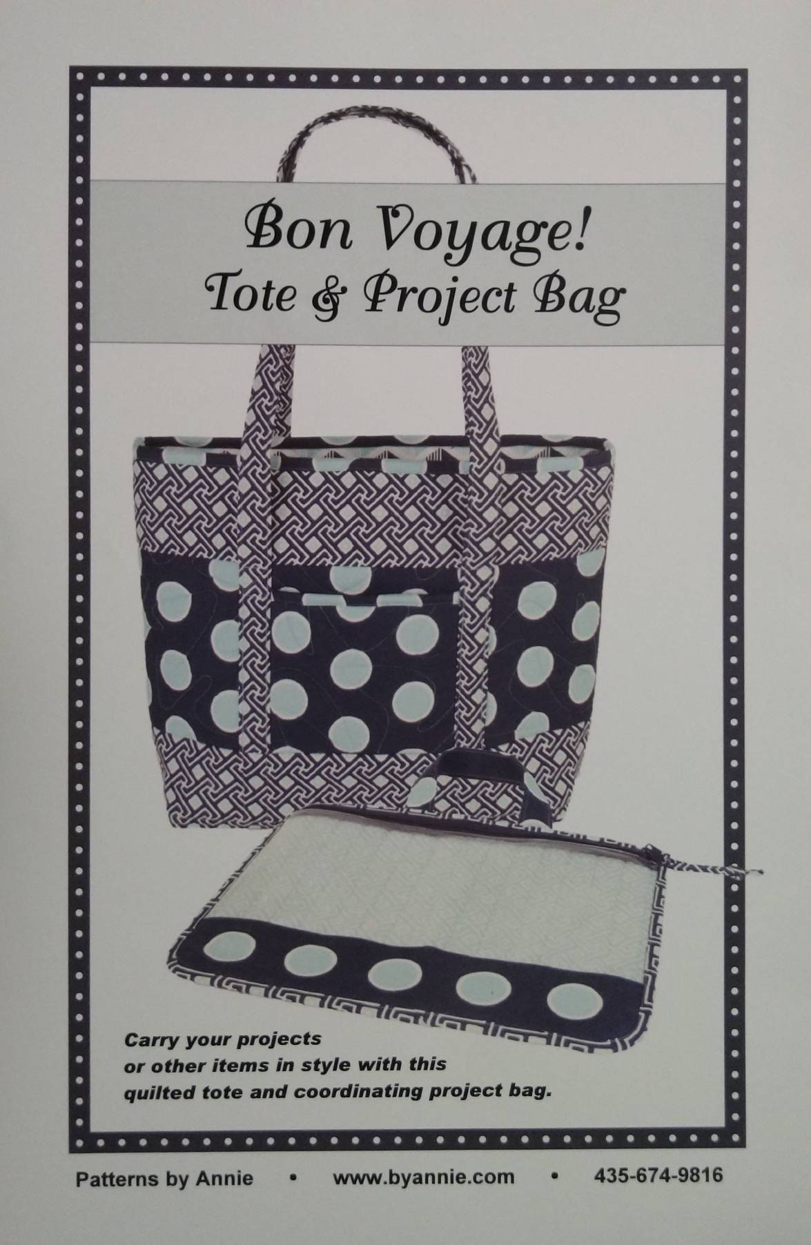 Bon Voyage Tote Bag Pattern and Project Bag Pattern By Annie