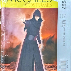 McCalls 7422|MP267 Men's Sith Lord costume pattern - lined coat, surcoat, hood and belt  UNCUT & FF (2016)  K3145