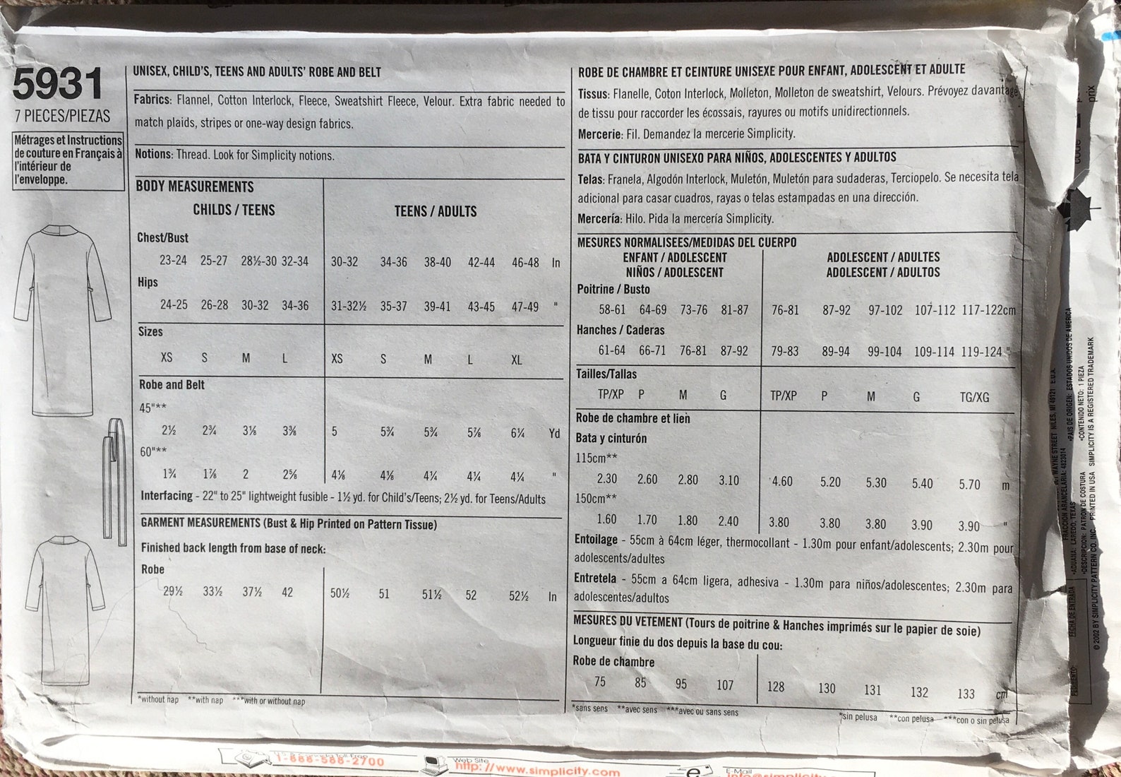 Family Robes Pattern With Waist Tie in Adults, Teens and Childrens ...