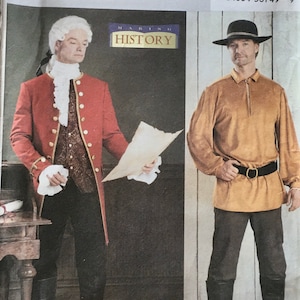 Butterick 3896 Men's 18th century costumes pattern - long coat, vest, oversized shirt, stock  UNCUT & FF (2003)  K3058