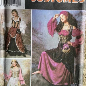 Simplicity 9966|0519  Misses&#39; Medieval costumes pattern - blouse with sleeve variations, overskirt, corset, crown  UNCUT FF (2001)  K3645