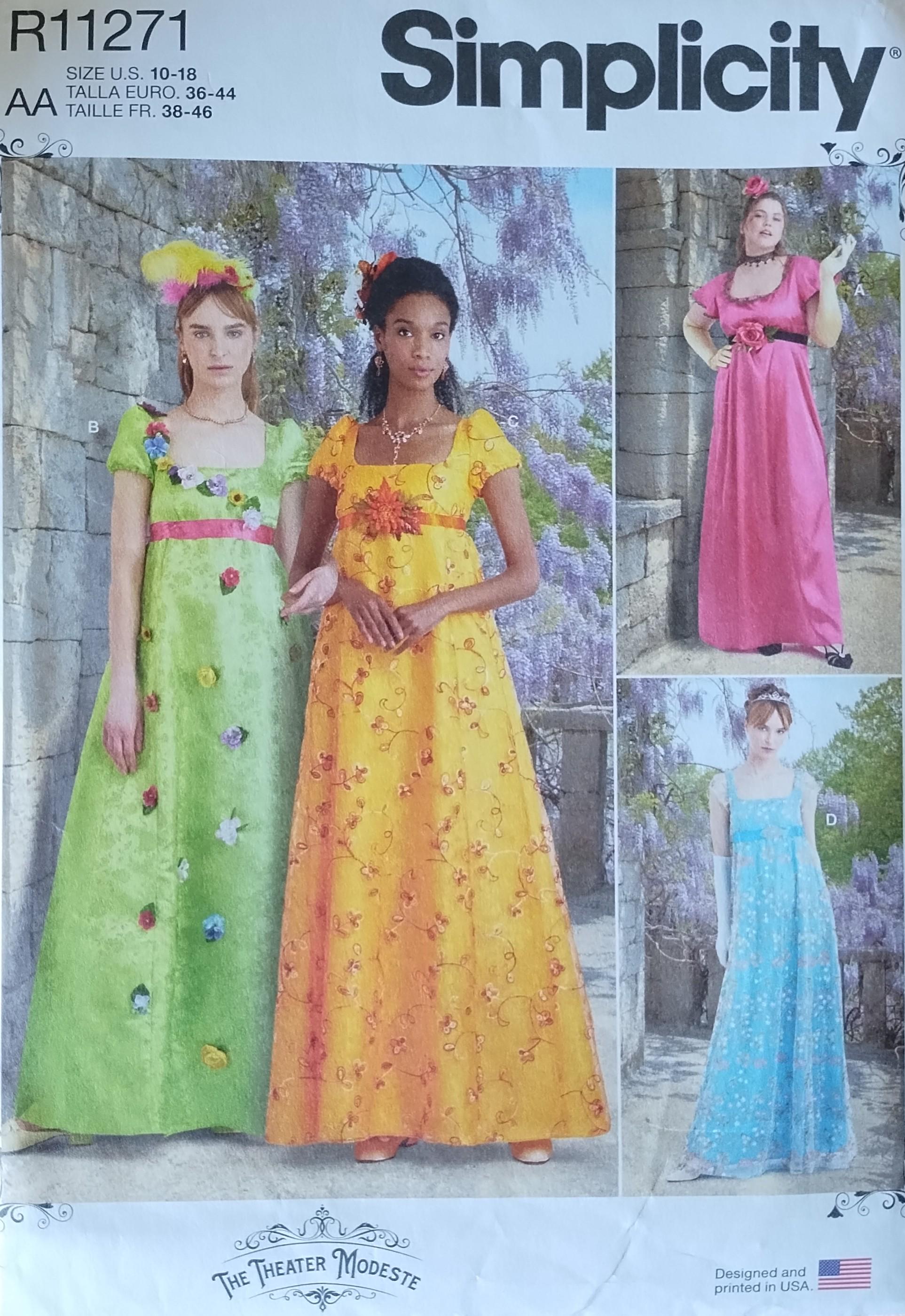 Simplicity Regency Pattern Simplicity 9434|11271 Misses' and Wonen's Regency Era Style Gowns ...