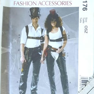 Mccalls 7176  Men's & Misses' Steampunk costume accessories pattern - Chaps, Harness, Pouches, Holster, Armbands, Hats UNCUT FF (2022) K6036