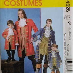 McCalls 4626  Men&#39;s or Boys&#39; Pirate Captain, Buccaneer costume pattern - lined coat, vest, jabot  UNCUT FF (2004) K4440