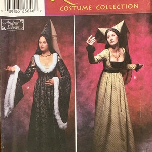 Renaissance gowns pattern with sleeve, bodice variations and hats in Misses' sizes Simplicity 9058 UNCUT & FF (2000)  K2184