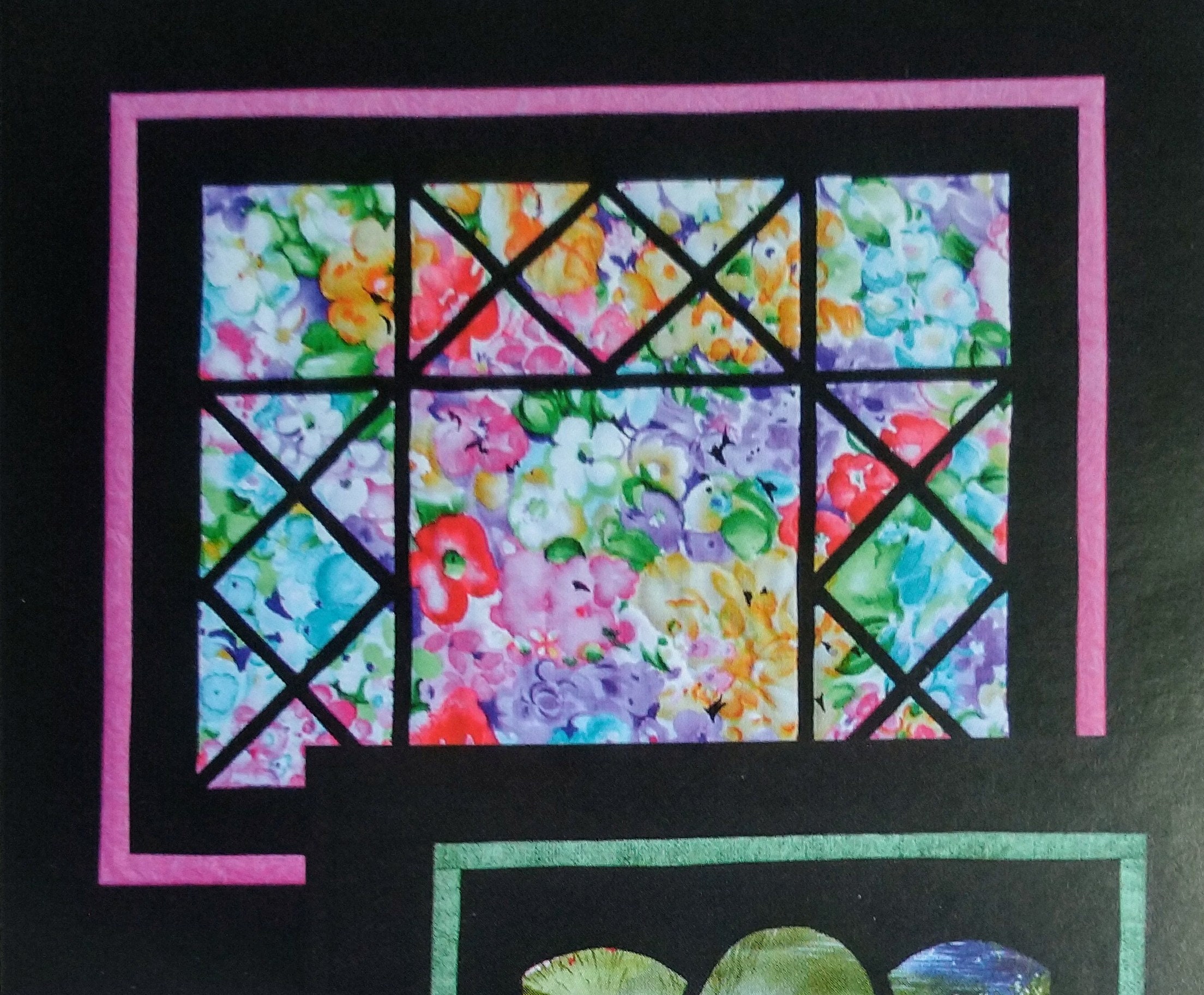 Patchwork Designs Window Through My Window Pattern for a Stained Glass Look Wall Hanging Quilt ...