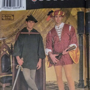Simplicity 7761  Men's Robin Hood and Minstrel costumes pattern - shirt, tunic, cape, leggings, hats  UNCUT & FF (1997) K0853