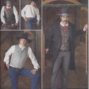 Simplicity 2895 Men's Buckaroo Bobbins Old West costumes pattern - frock coat, shirt and vest UNCUT FF (2008)  K0574